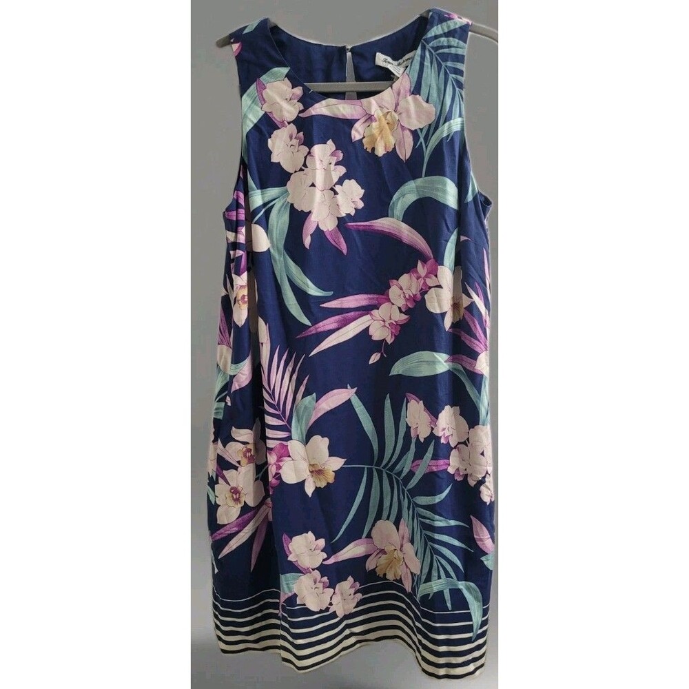 Tommy Bahama Orchid Opulence Print Sleeveless Silk Shift Dress Size Medium